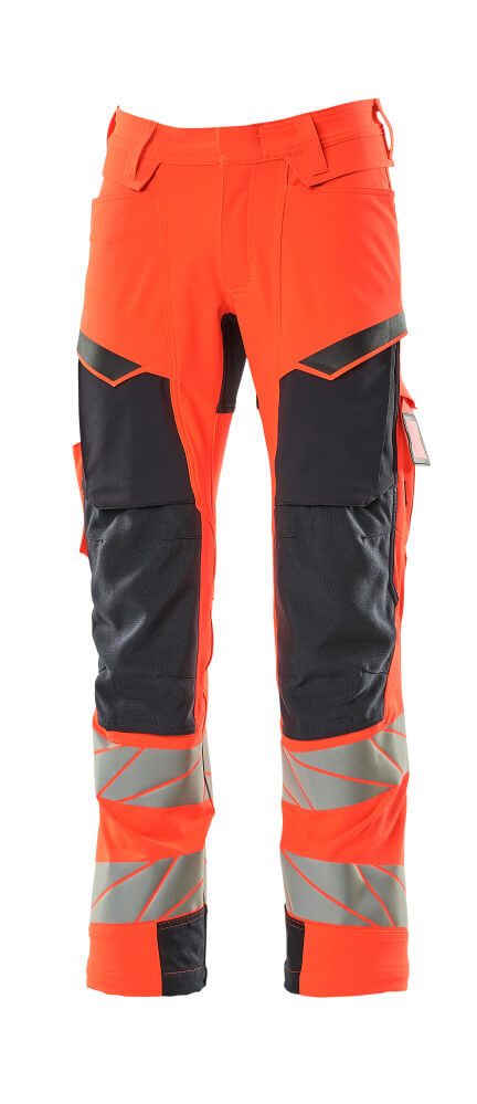 Broek met kniezakken 19079 - 22210 - hi-vis rood/donkermarine