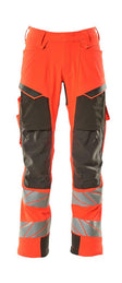 Broek met kniezakken 19079 - 22218 - hi-vis rood/donkerantraciet