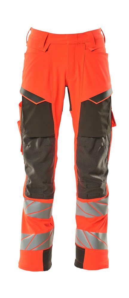 Broek met kniezakken 19079 - 22218 - hi-vis rood/donkerantraciet