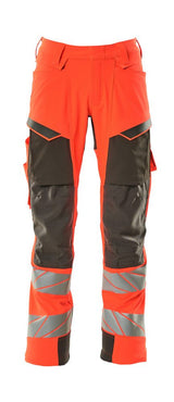 Broek met kniezakken 19079 - 22218 - hi-vis rood/donkerantraciet
