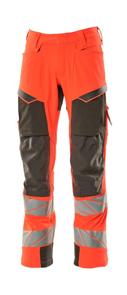 Broek met kniezakken 19079 - 22218 - hi-vis rood/donkerantraciet