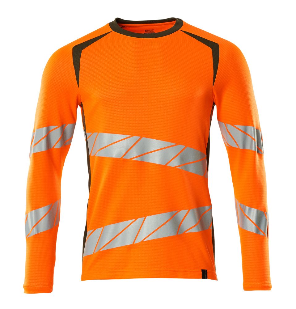 T-shirt lange mouwen 19081 - 1433 - hi-vis oranje/mosgroen