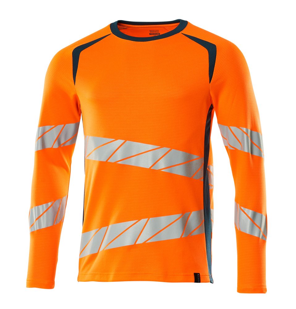 T-shirt lange mouwen 19081 - 1444 - hi-vis oranje/donkerpetrol