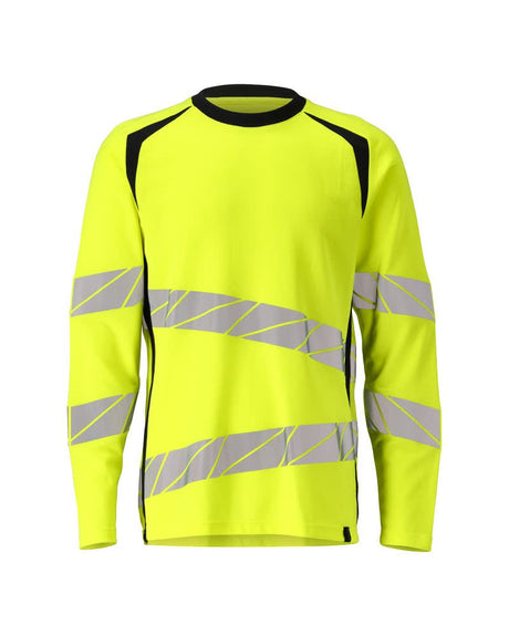 T-shirt lange mouwen 19081 - 17010 - hi-vis geel/donkermarine