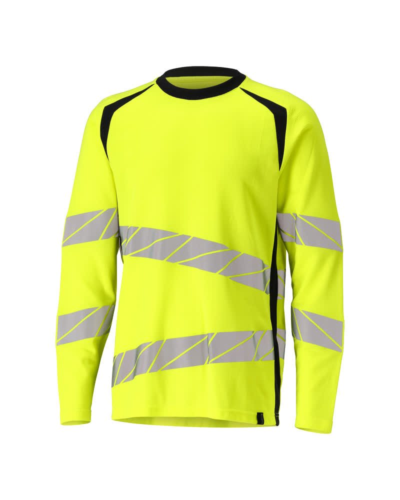 T-shirt lange mouwen 19081 - 17010 - hi-vis geel/donkermarine