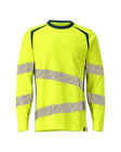 T-shirt lange mouwen 19081 - 1744 - hi-vis geel/donkerpetrol