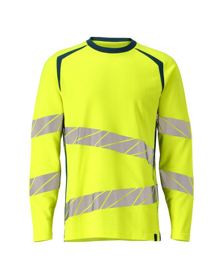 T-shirt lange mouwen 19081 - 1744 - hi-vis geel/donkerpetrol
