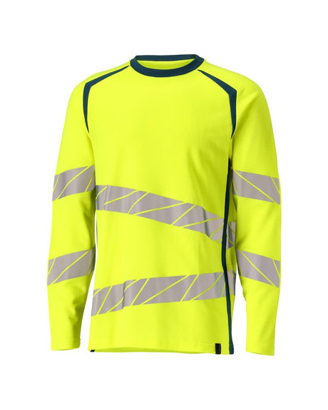 T-shirt lange mouwen 19081 - 1744 - hi-vis geel/donkerpetrol