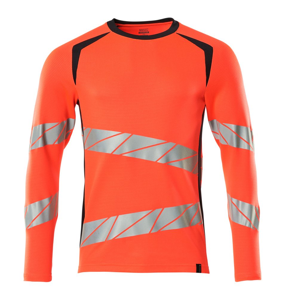 T-shirt lange mouwen 19081 - 22210 - hi-vis rood/donkermarine