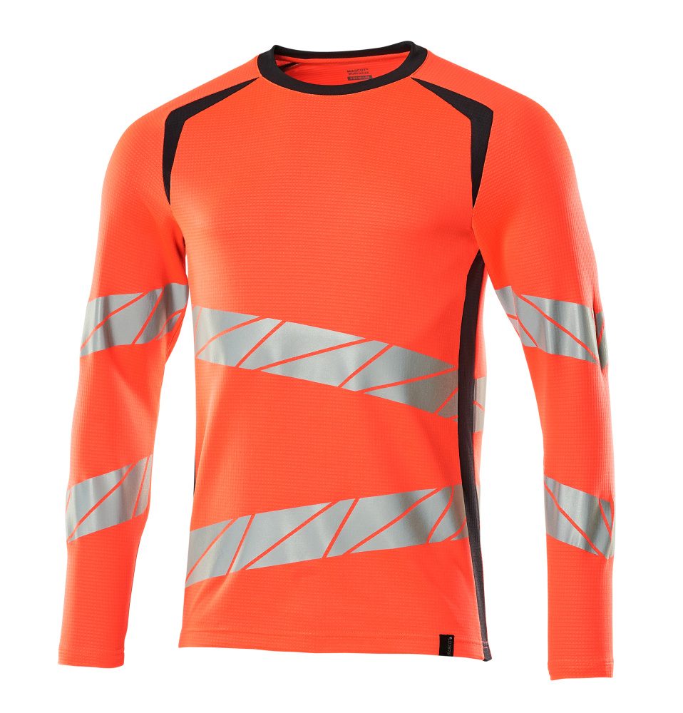 T-shirt lange mouwen 19081 - 22210 - hi-vis rood/donkermarine