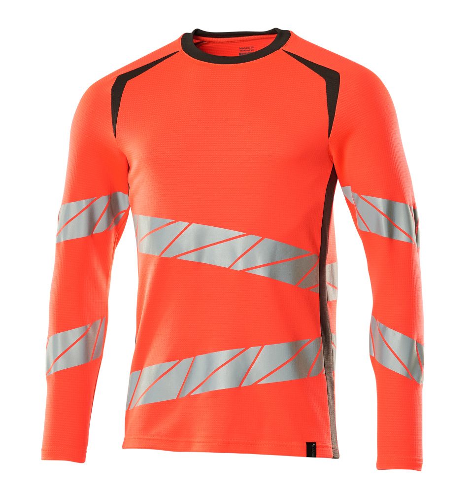 T-shirt lange mouwen 19081 - 22218 - hi-vis rood/donkerantraciet
