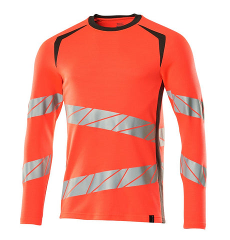 T-shirt lange mouwen 19081 - 22218 - hi-vis rood/donkerantraciet