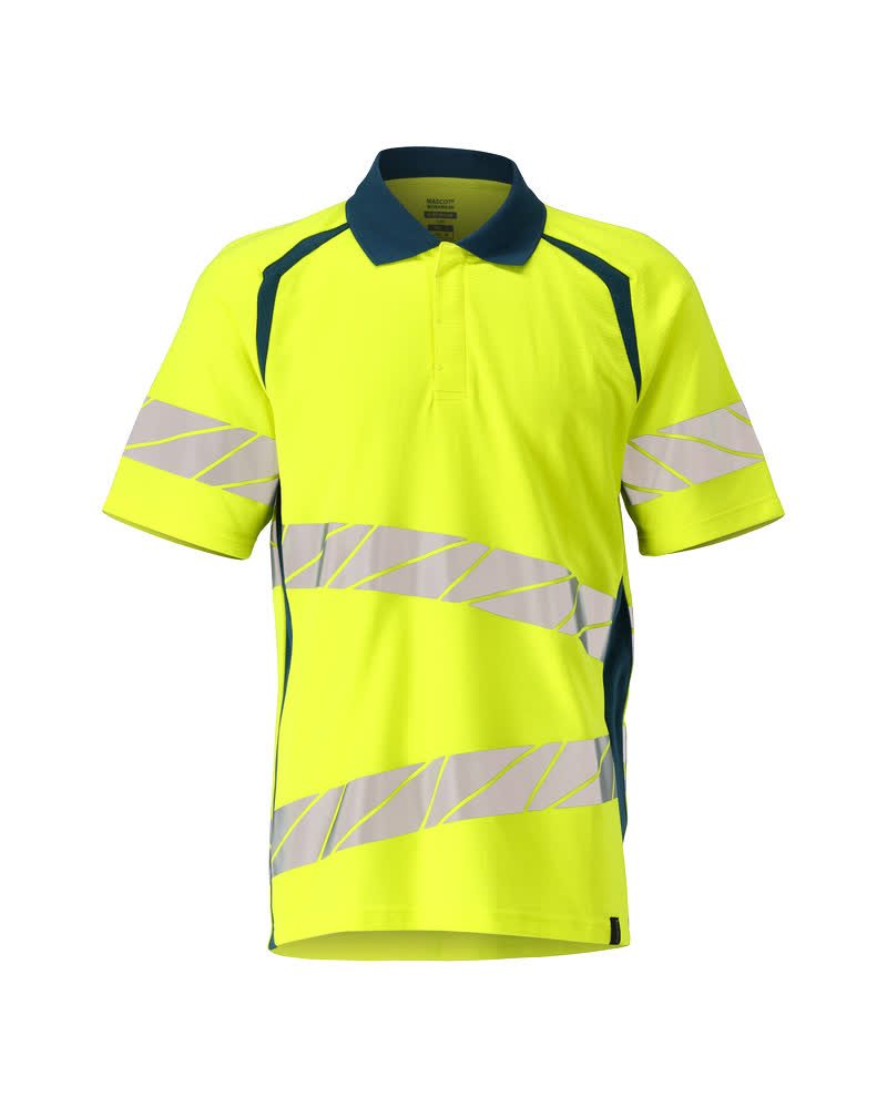 Poloshirt Bicolor Accelerate Safe 19083 - 1744 - hi-vis geel/donkerpetrol