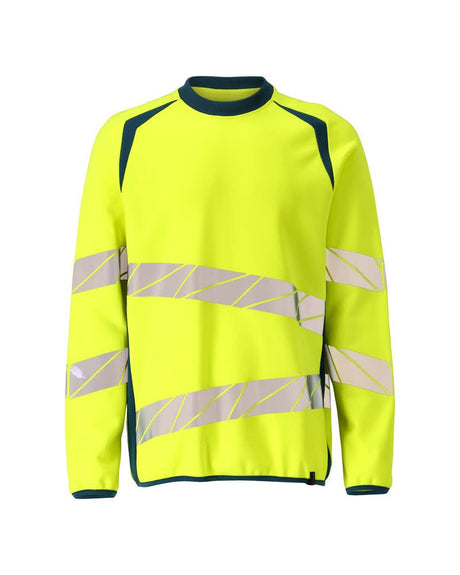 Sweatshirt 19084 - 1744 - hi-vis geel/donkerpetrol
