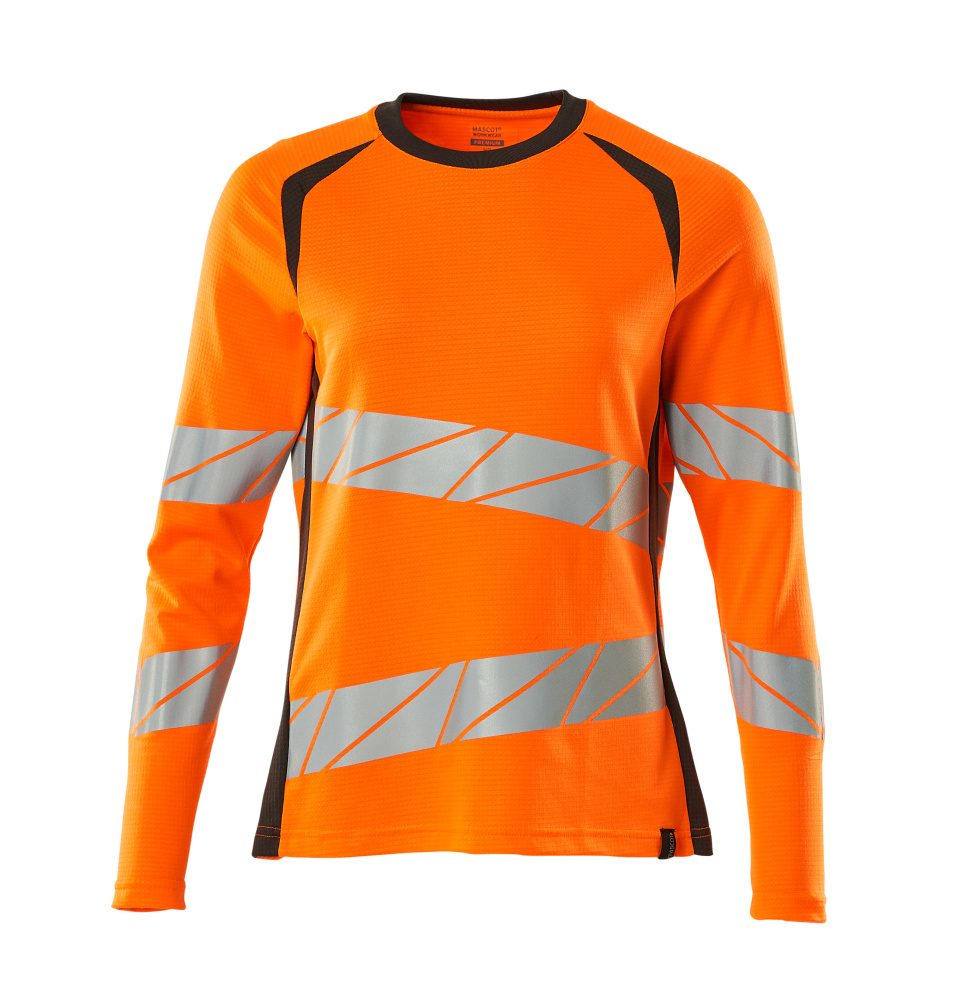 T-shirt lange mouwen Dames 19091 - 1418 - hi-vis oranje/donkerantraciet