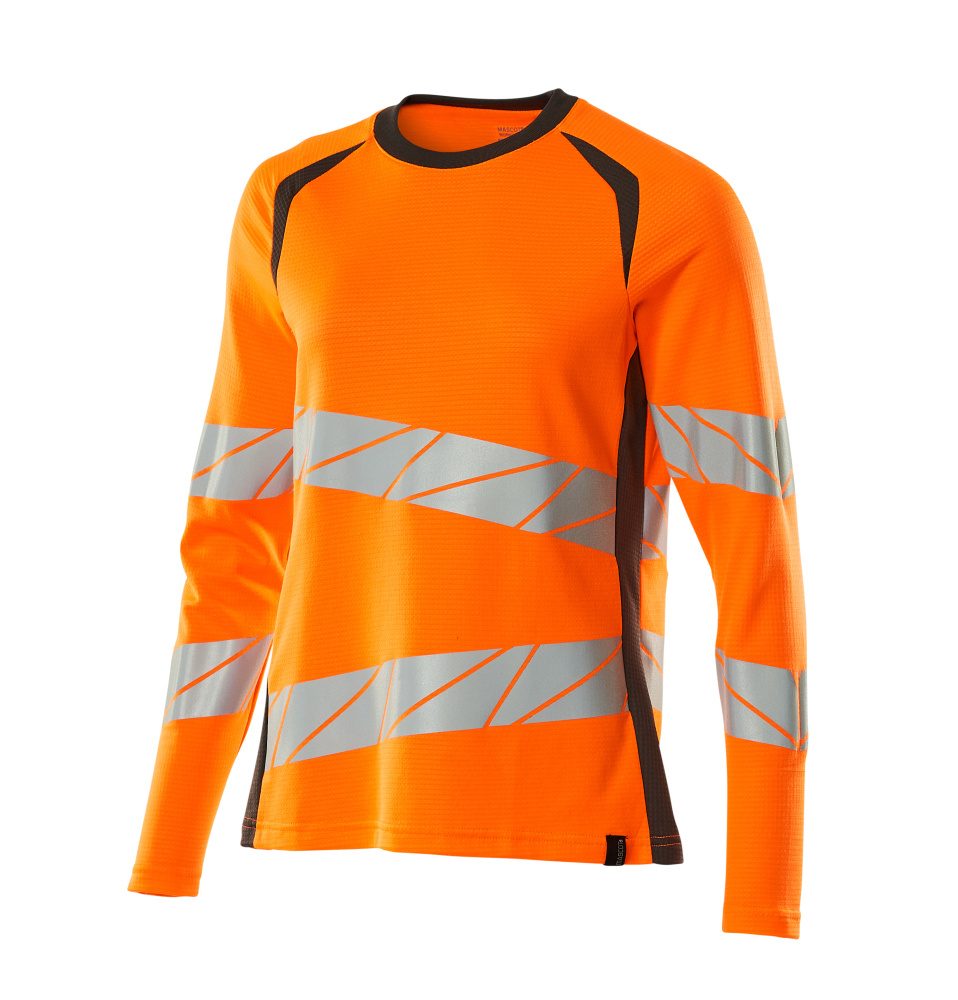 T-shirt lange mouwen Dames 19091 - 1418 - hi-vis oranje/donkerantraciet