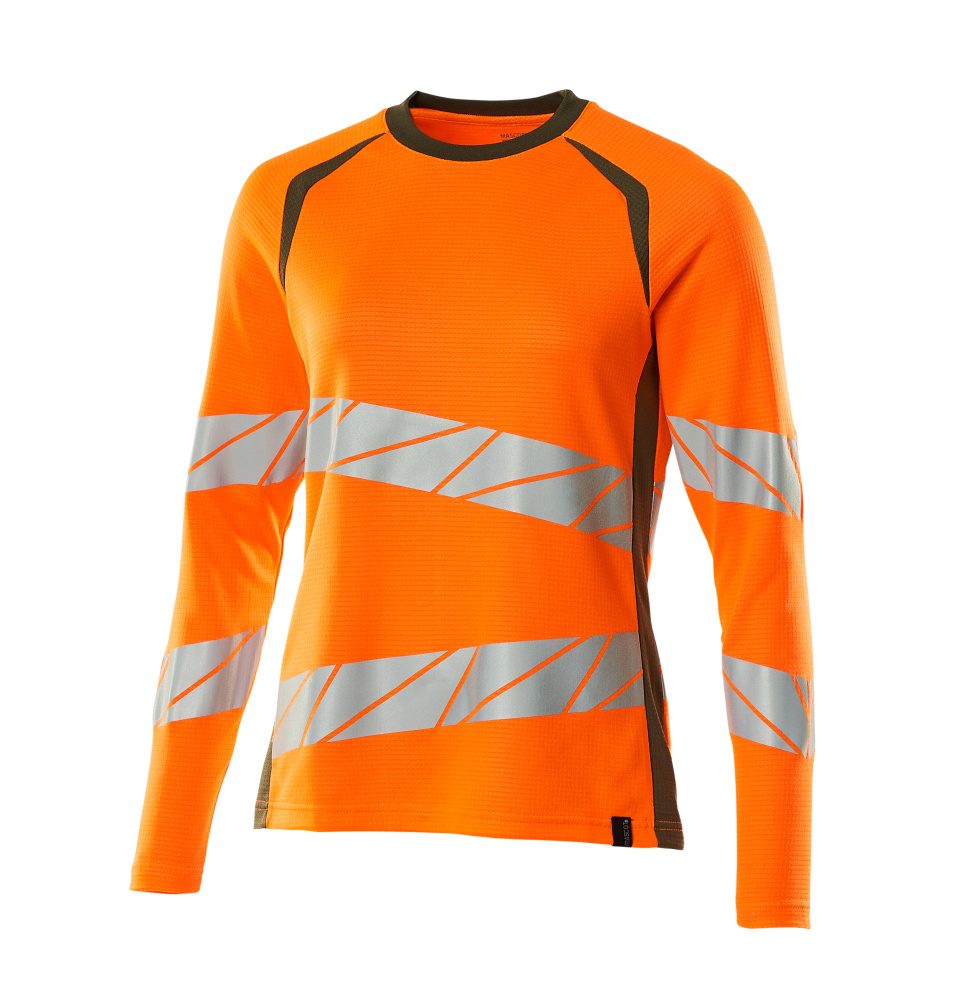 T-shirt lange mouwen Dames 19091 - 1433 - hi-vis oranje/mosgroen