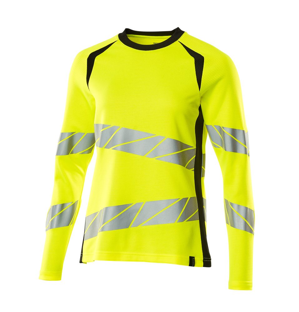 T-shirt lange mouwen Dames 19091 - 1709 - hi-vis geel/zwart
