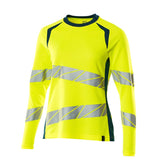 T-shirt lange mouwen Dames 19091 - 1744 - hi-vis geel/donkerpetrol