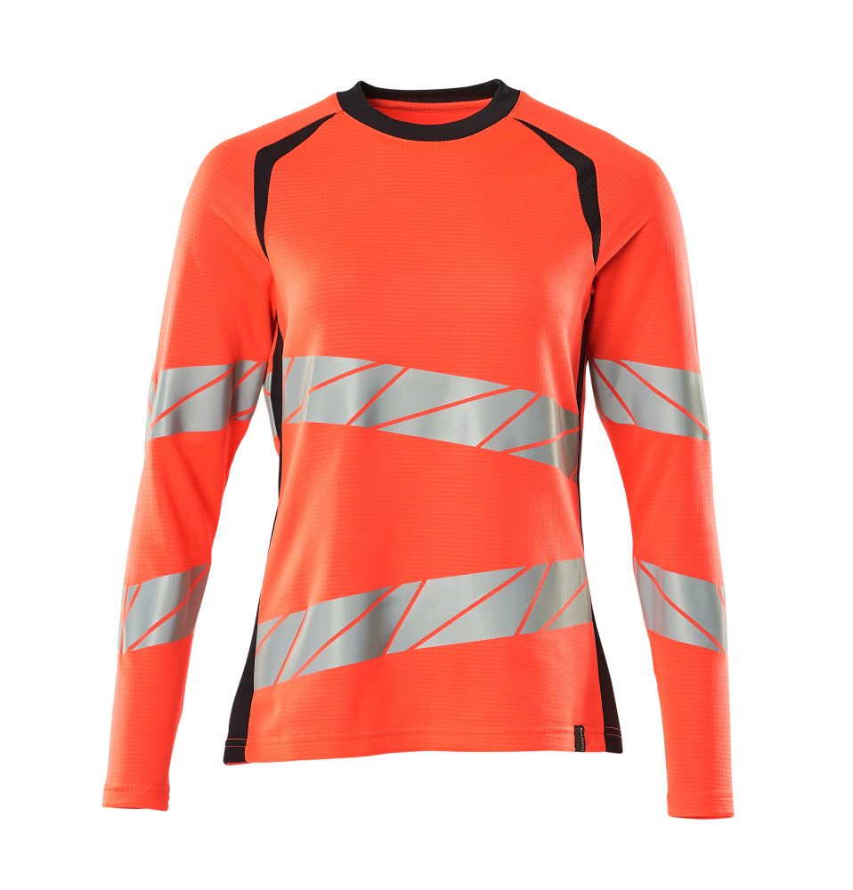 T-shirt lange mouwen Dames 19091 - 22210 - hi-vis rood/donkermarine