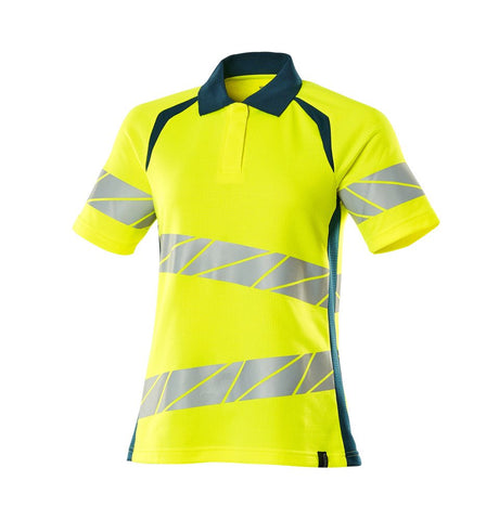 Poloshirt Dames 19093 - 1744 - hi-vis geel/donkerpetrol