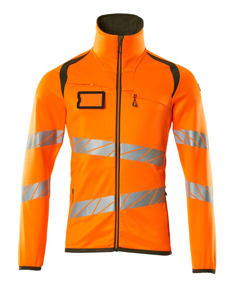 Fleecetrui met rits 19103 - 1433 - hi-vis oranje/mosgroen
