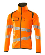 Fleecetrui met rits 19103 - 1433 - hi-vis oranje/mosgroen