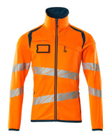 Fleecetrui met rits 19103 - 1444 - hi-vis oranje/donkerpetrol
