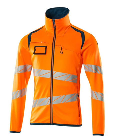 Fleecetrui met rits 19103 - 1444 - hi-vis oranje/donkerpetrol