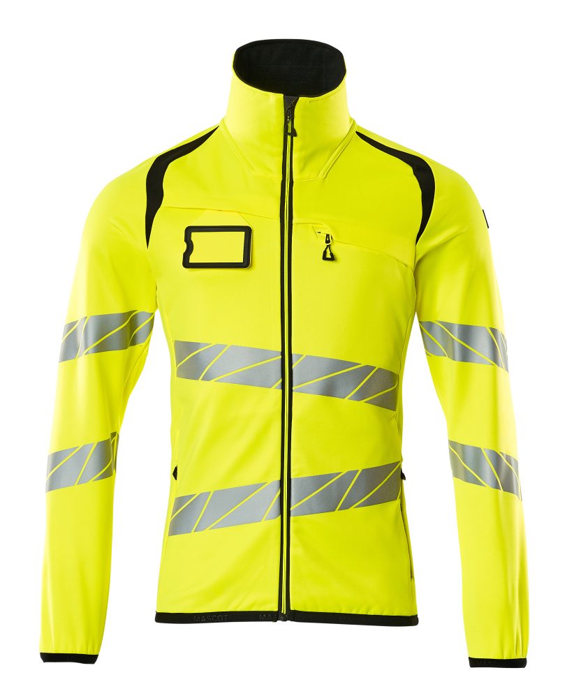 Fleecetrui met rits 19103 - 1709 - hi-vis geel/zwart