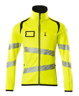 Fleecetrui met rits 19103 - 1709 - hi-vis geel/zwart