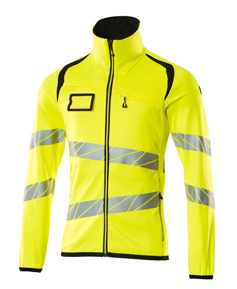 Fleecetrui met rits 19103 - 1709 - hi-vis geel/zwart