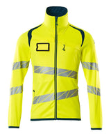 Fleecetrui met rits 19103 - 1744 - hi-vis geel/donkerpetrol
