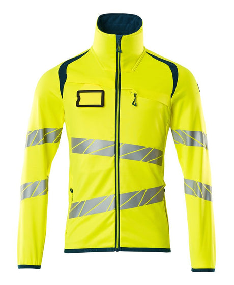 Fleecetrui met rits 19103 - 1744 - hi-vis geel/donkerpetrol