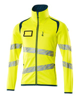 Fleecetrui met rits 19103 - 1744 - hi-vis geel/donkerpetrol