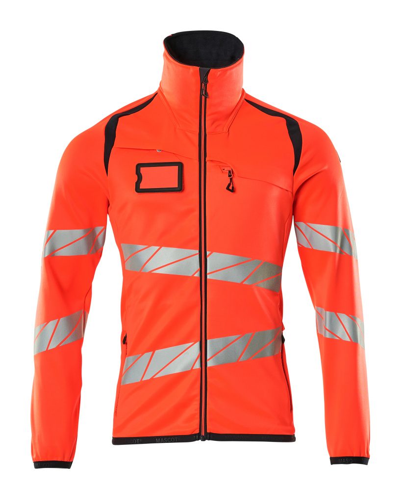 Fleecetrui met rits 19103 - 22210 - hi-vis rood/donkermarine