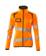 Fleecetrui met rits Dames 19153 - 1433 - hi-vis oranje/mosgroen