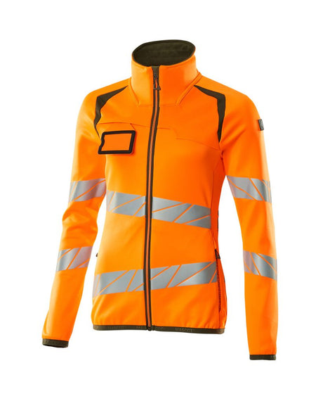 Fleecetrui met rits Dames 19153 - 1433 - hi-vis oranje/mosgroen