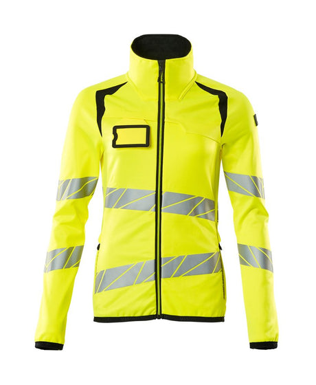 Fleecetrui met rits Dames 19153 - 1709 - hi-vis geel/zwart