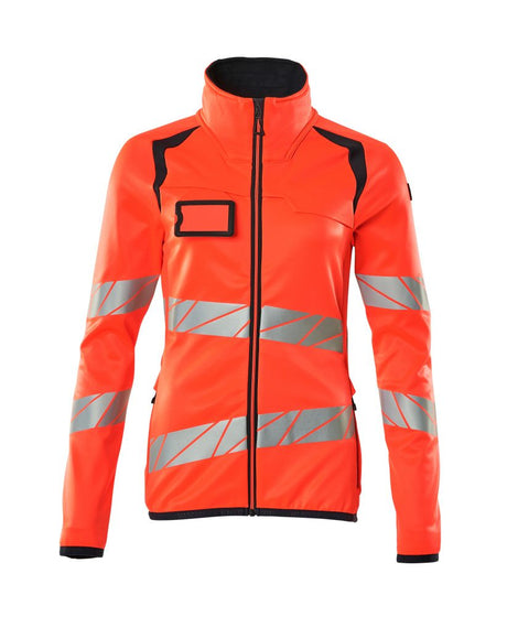 Fleecetrui met rits Dames 19153 - 22210 - hi-vis rood/donkermarine