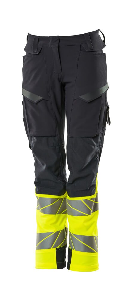 Broek met kniezakken Dames 19178 - 01017 - donkermarine/hi-vis geel