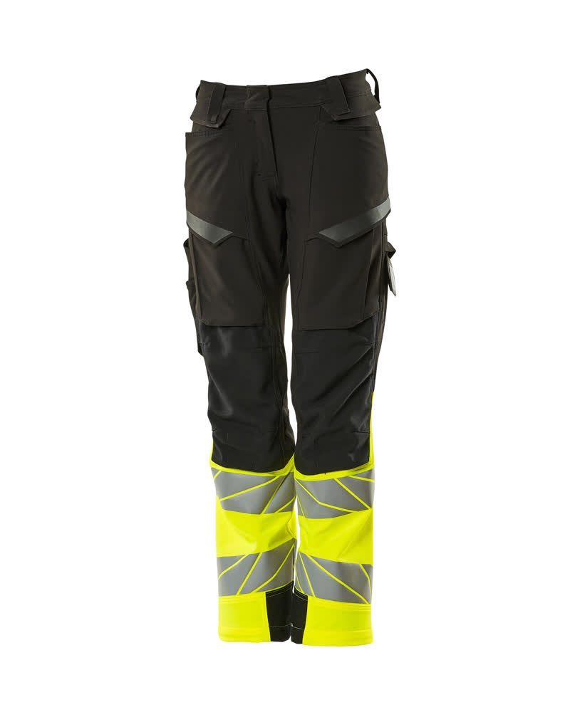Broek met kniezakken Dames 19178 - 0917 - zwart/hi-vis geel