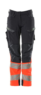 Broek met kniezakken Dames 19178 - 10222 - donkermarine/hi-vis rood