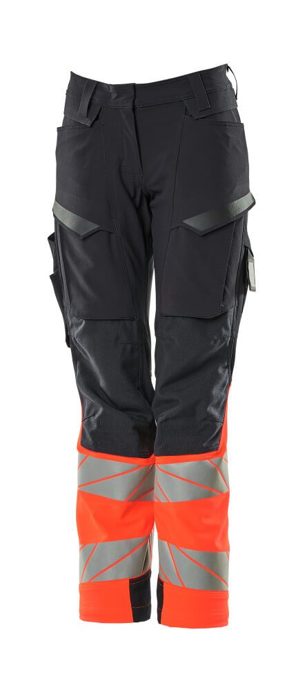 Broek met kniezakken Dames 19178 - 10222 - donkermarine/hi-vis rood