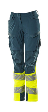 Broek met kniezakken Dames 19178 - 4417 - donkerpetrol/hi-vis geel