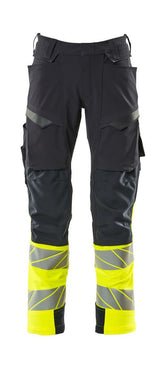 Broek met kniezakken 19179 - 01017 - donkermarine/hi-vis geel