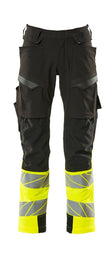 Broek met kniezakken 19179 - 0917 - zwart/hi-vis geel