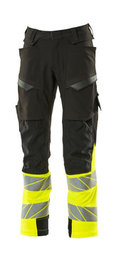 Broek met kniezakken 19179 - 0917 - zwart/hi-vis geel