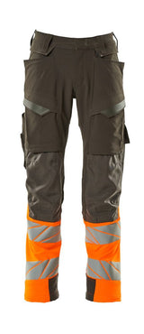 Broek met kniezakken 19179 - 1814 - donkerantraciet/hi-vis oranje