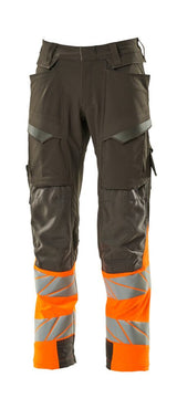 Broek met kniezakken 19179 - 1814 - donkerantraciet/hi-vis oranje
